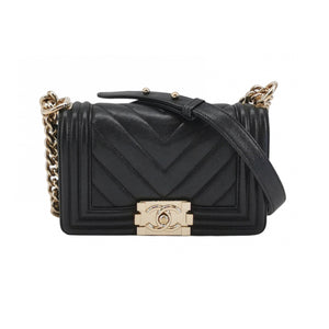 Chanel Boy Small Chevron Caviar Black LGHW