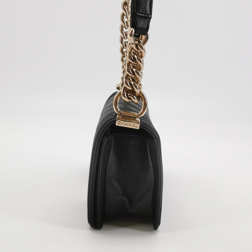 Chanel Boy Small Chevron Caviar Black LGHW