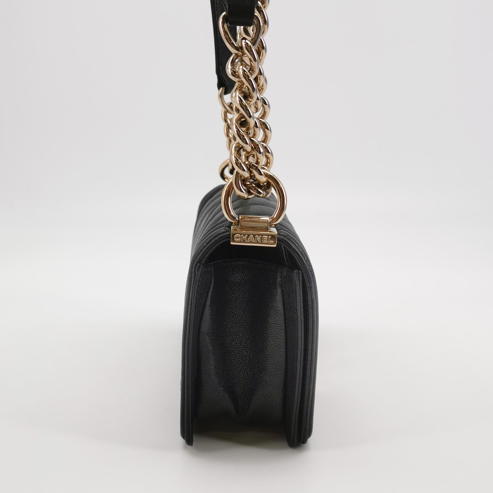 Chanel Boy Small Chevron Caviar Black LGHW