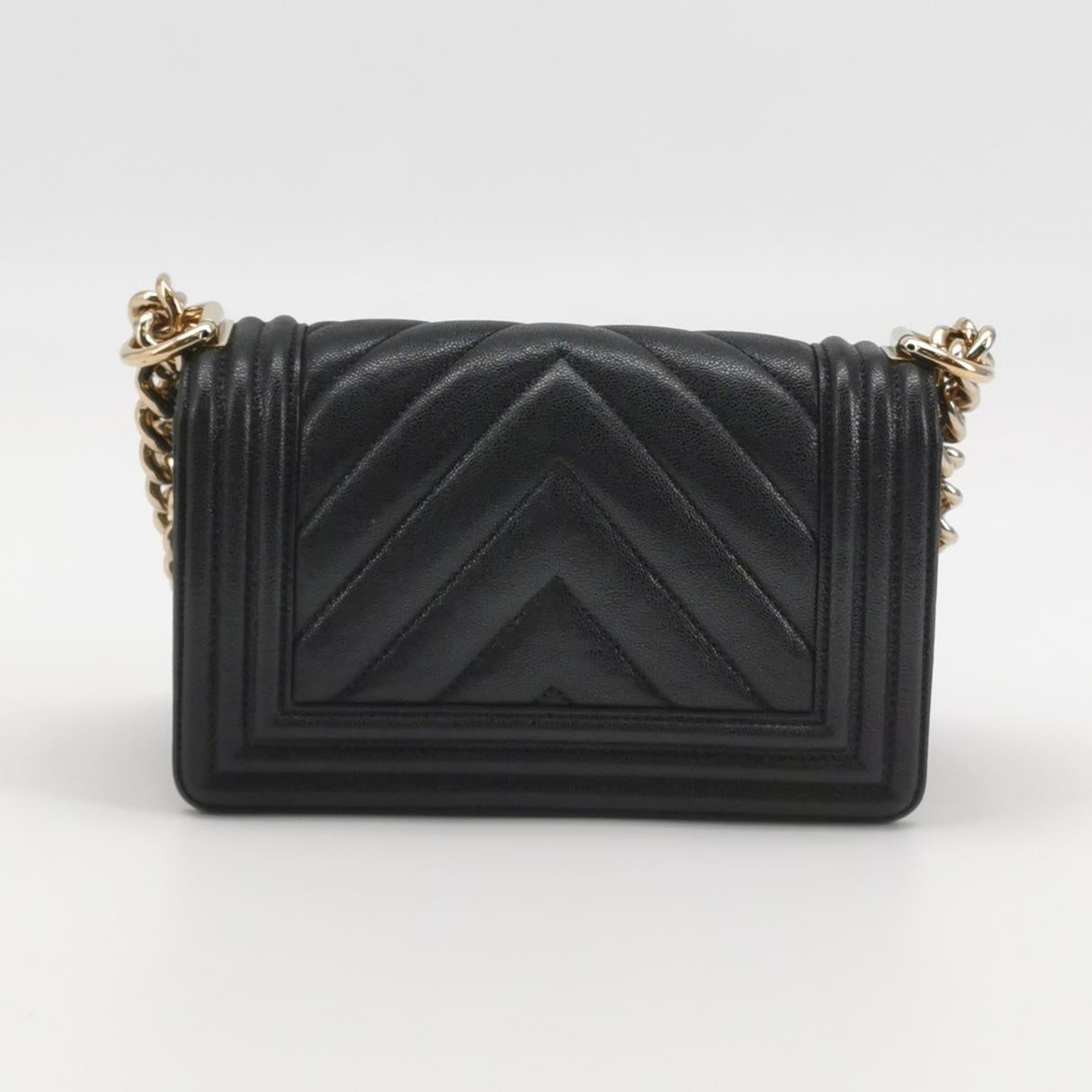 Chanel Boy Small Chevron Caviar Black LGHW