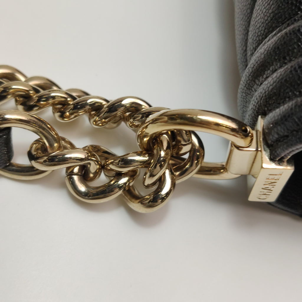 Chanel Boy Small Chevron Caviar Black LGHW