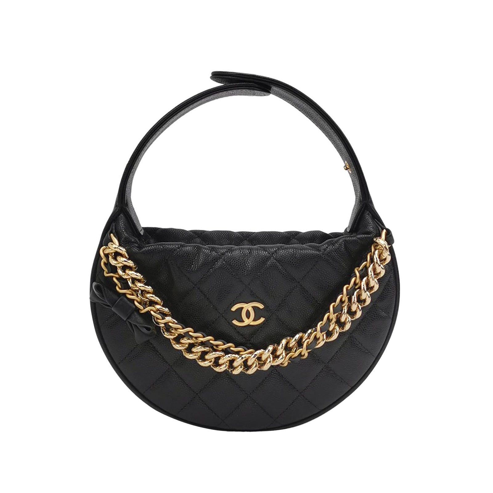 Chanel Double Chain Bow Pouch Caviar