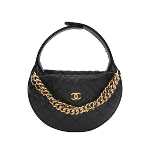 Chanel Double Chain Bow Pouch Caviar