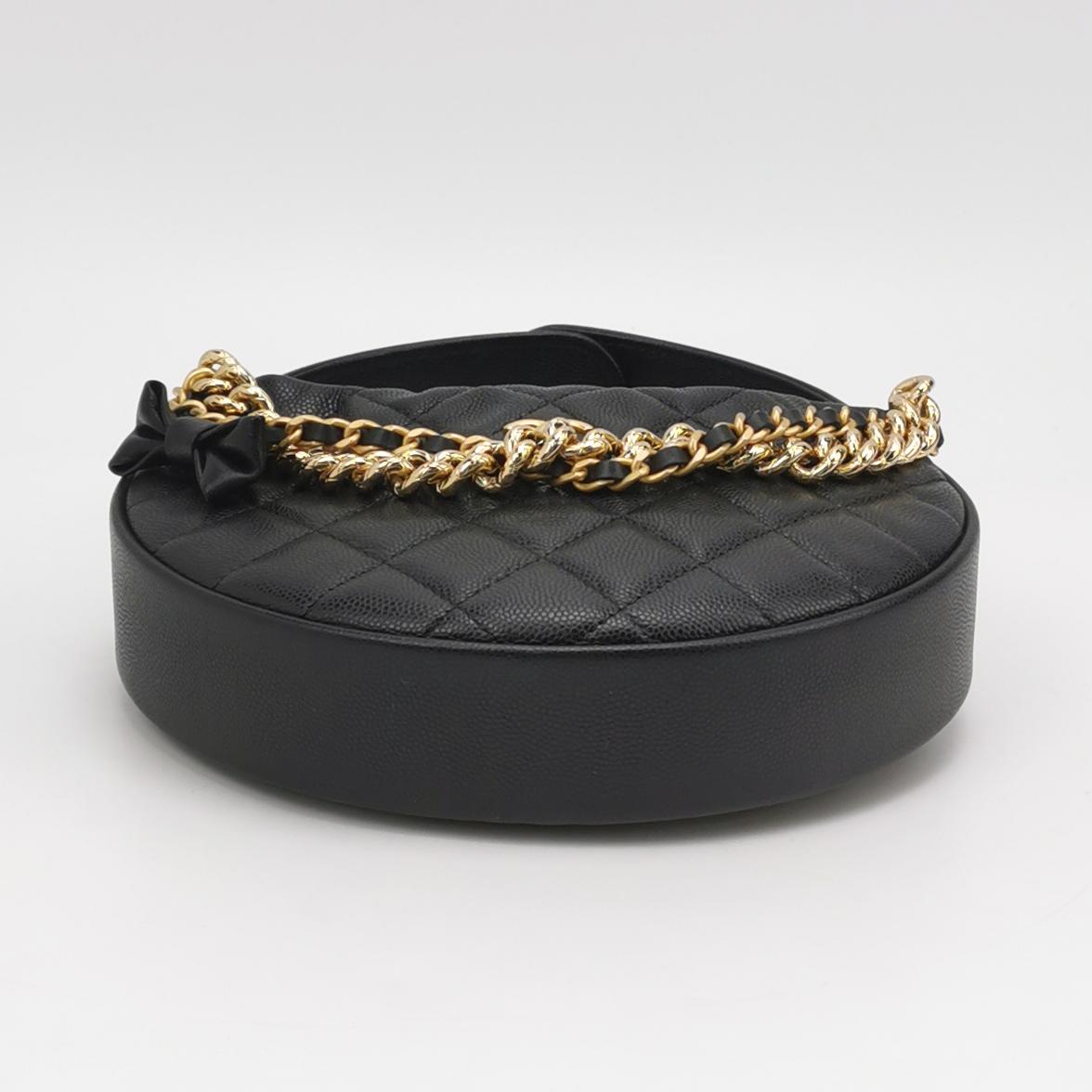 Chanel Double Chain Bow Pouch Caviar