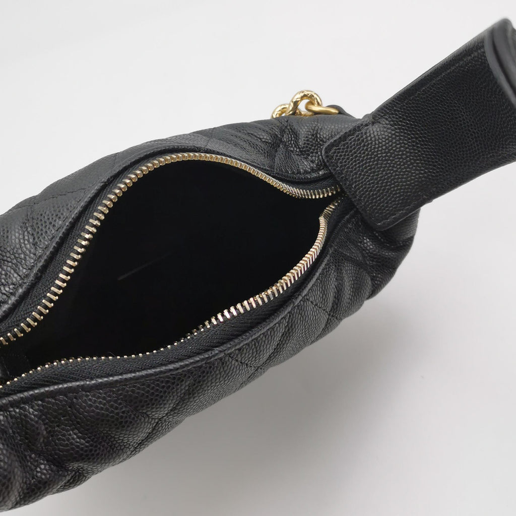 Chanel Double Chain Bow Pouch Caviar