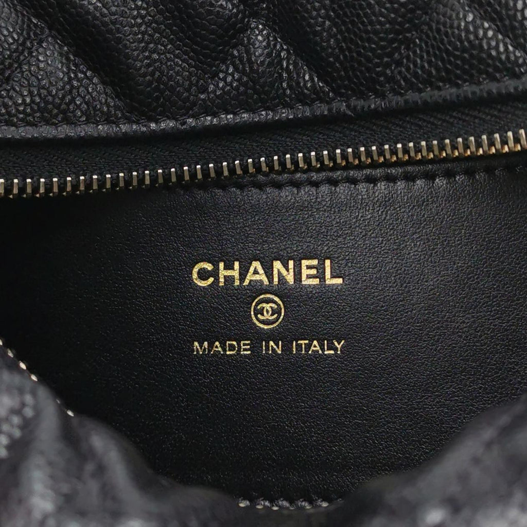 Chanel Double Chain Bow Pouch Caviar