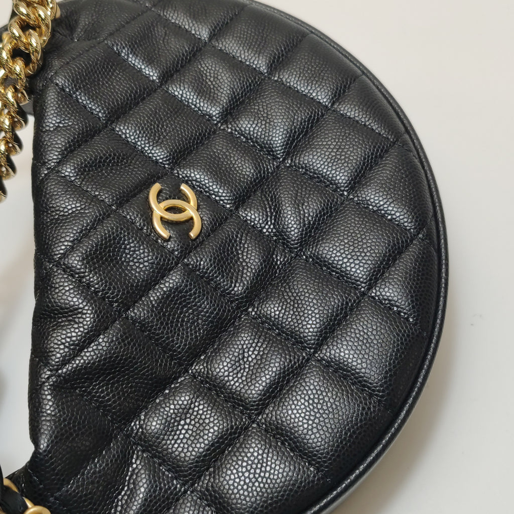 Chanel Double Chain Bow Pouch Caviar
