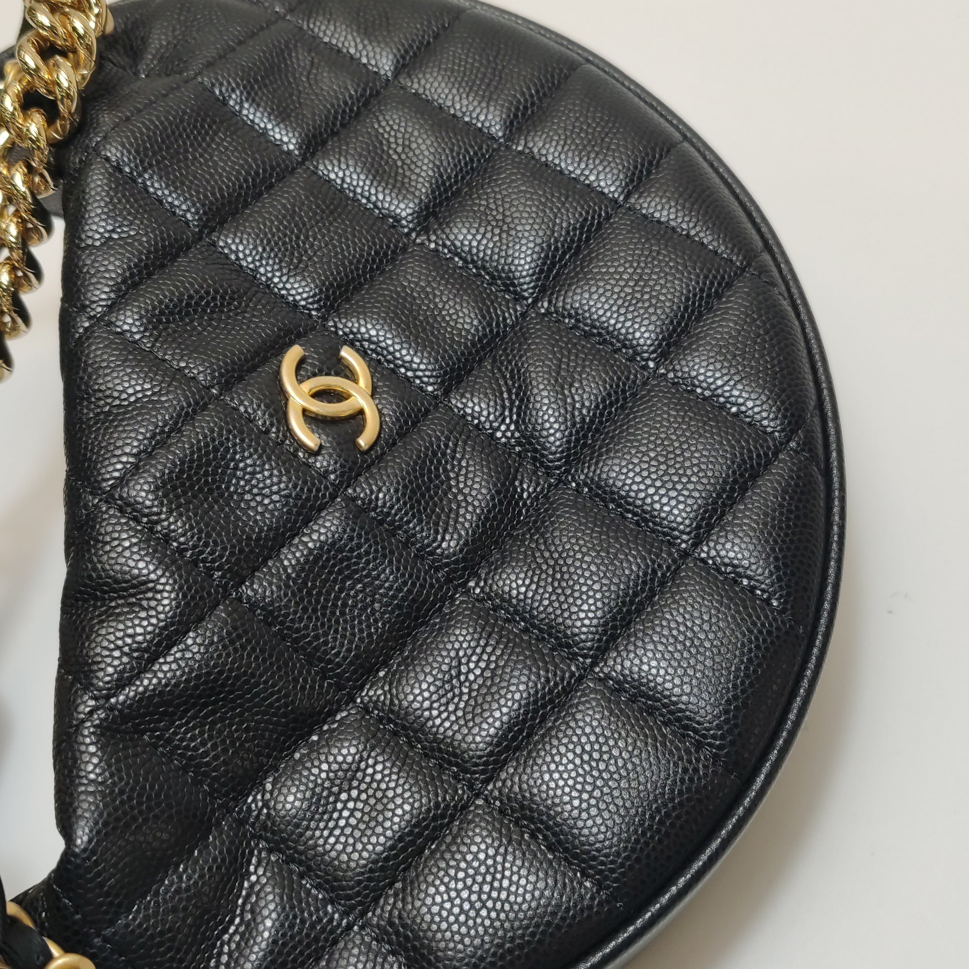 Chanel Double Chain Bow Pouch Caviar