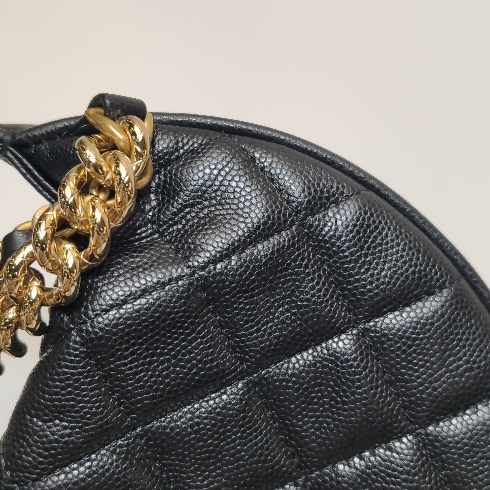 Chanel Double Chain Bow Pouch Caviar