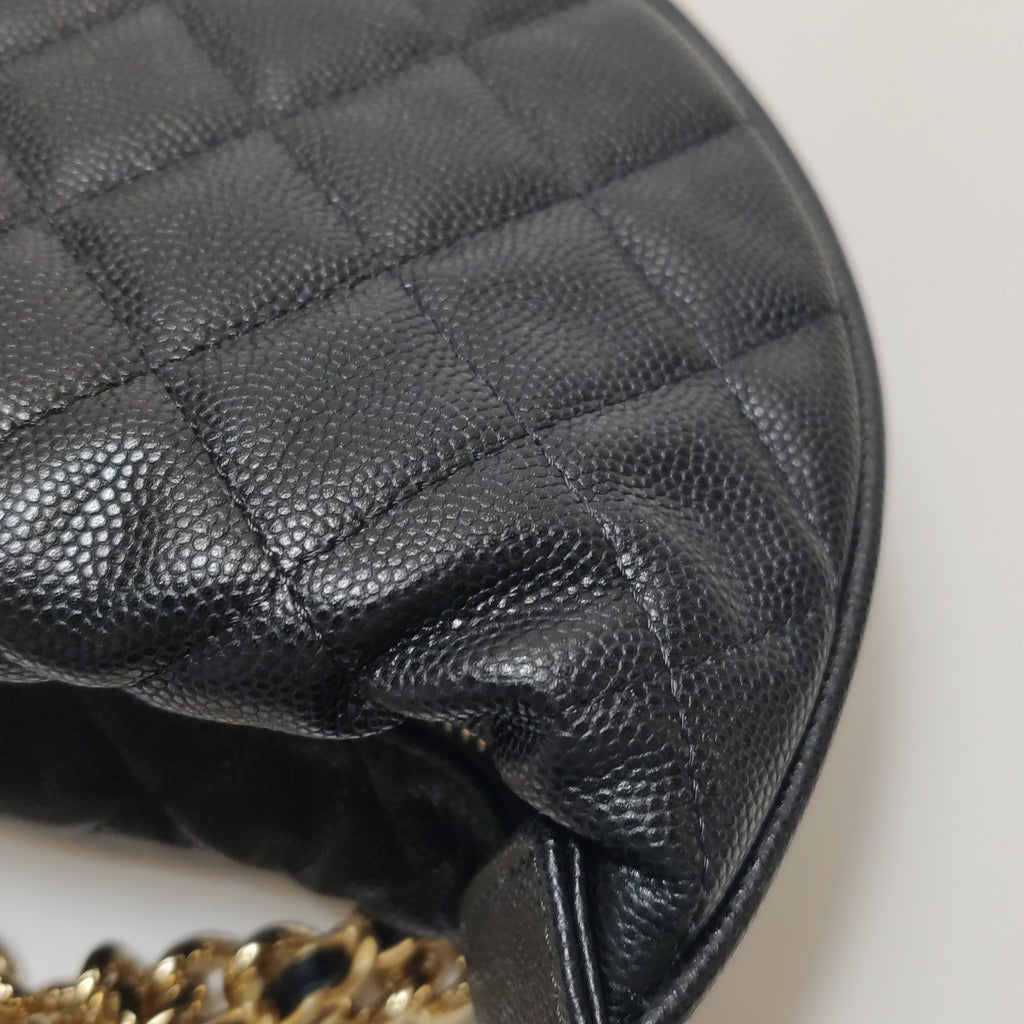 Chanel Double Chain Bow Pouch Caviar