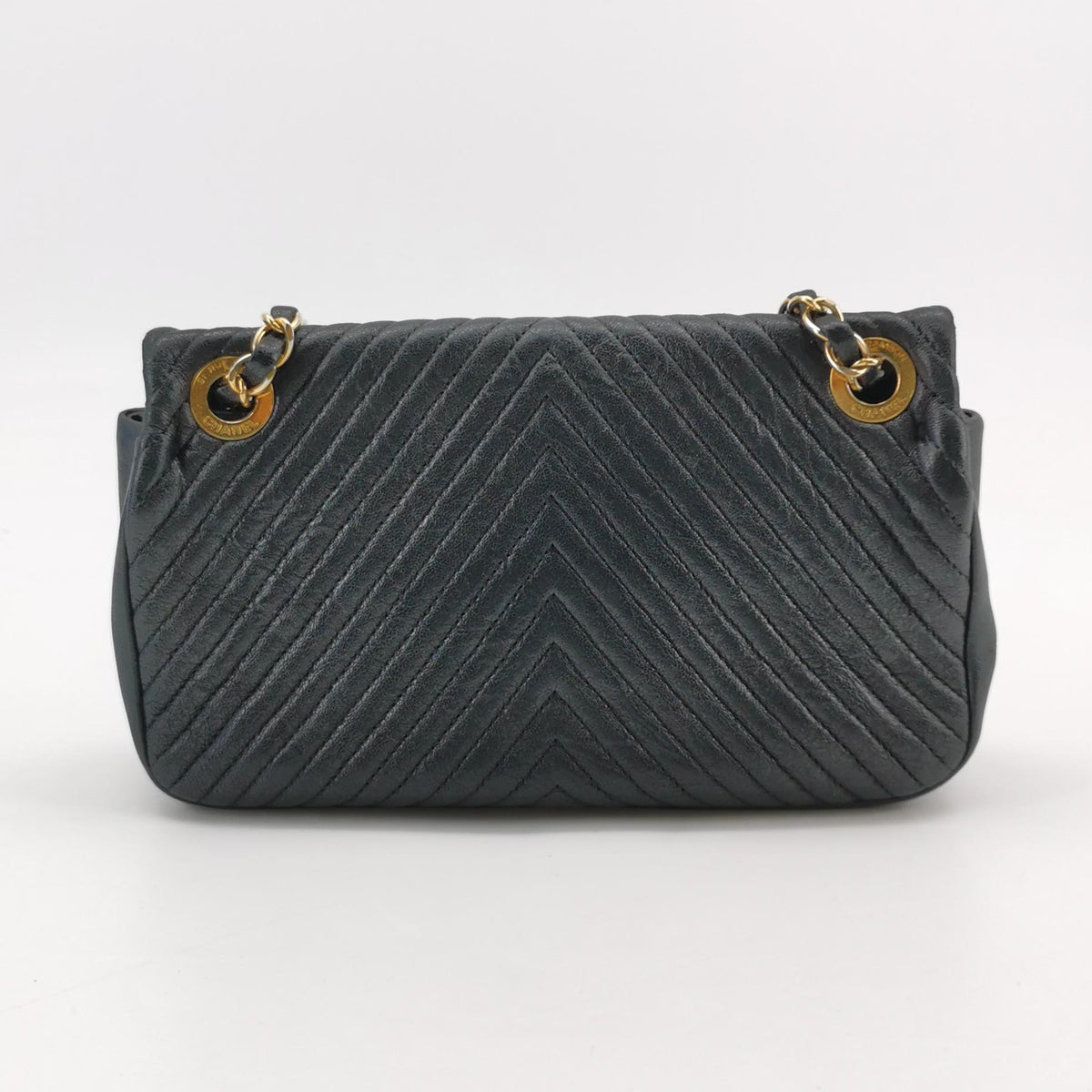 Chanel  Chevron Quilted Surpique Flap Calfskin Black