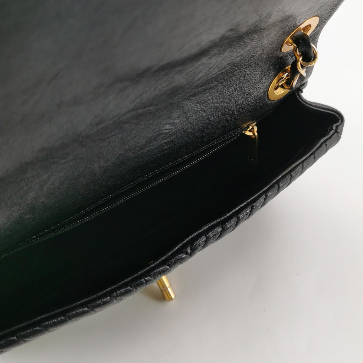 Chanel  Chevron Quilted Surpique Flap Calfskin Black