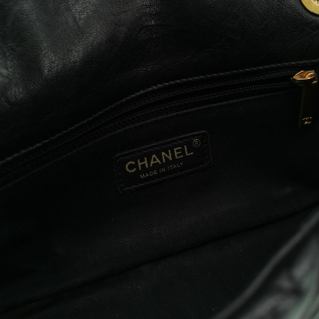 Chanel  Chevron Quilted Surpique Flap Calfskin Black