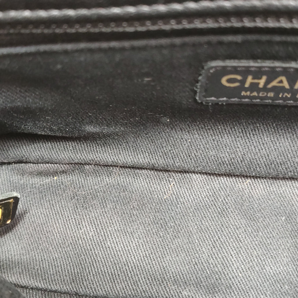 Chanel  Chevron Quilted Surpique Flap Calfskin Black