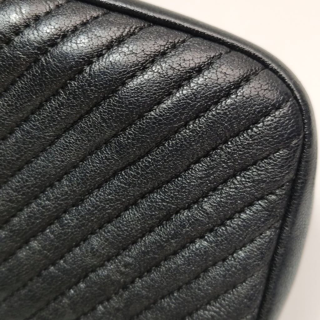 Chanel  Chevron Quilted Surpique Flap Calfskin Black