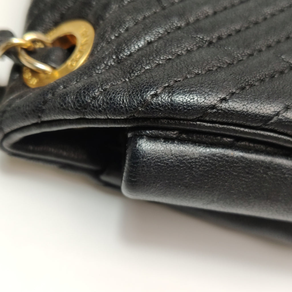 Chanel  Chevron Quilted Surpique Flap Calfskin Black
