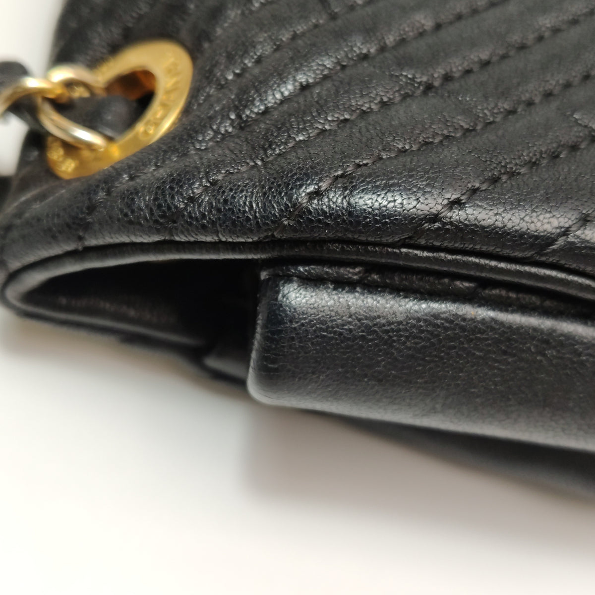 Chanel  Chevron Quilted Surpique Flap Calfskin Black