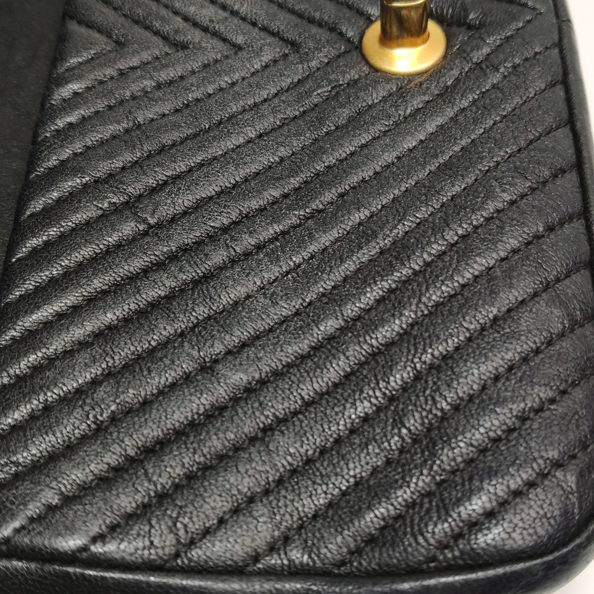Chanel  Chevron Quilted Surpique Flap Calfskin Black