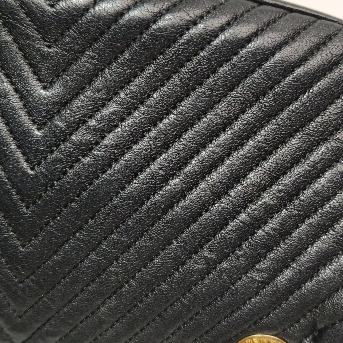 Chanel  Chevron Quilted Surpique Flap Calfskin Black