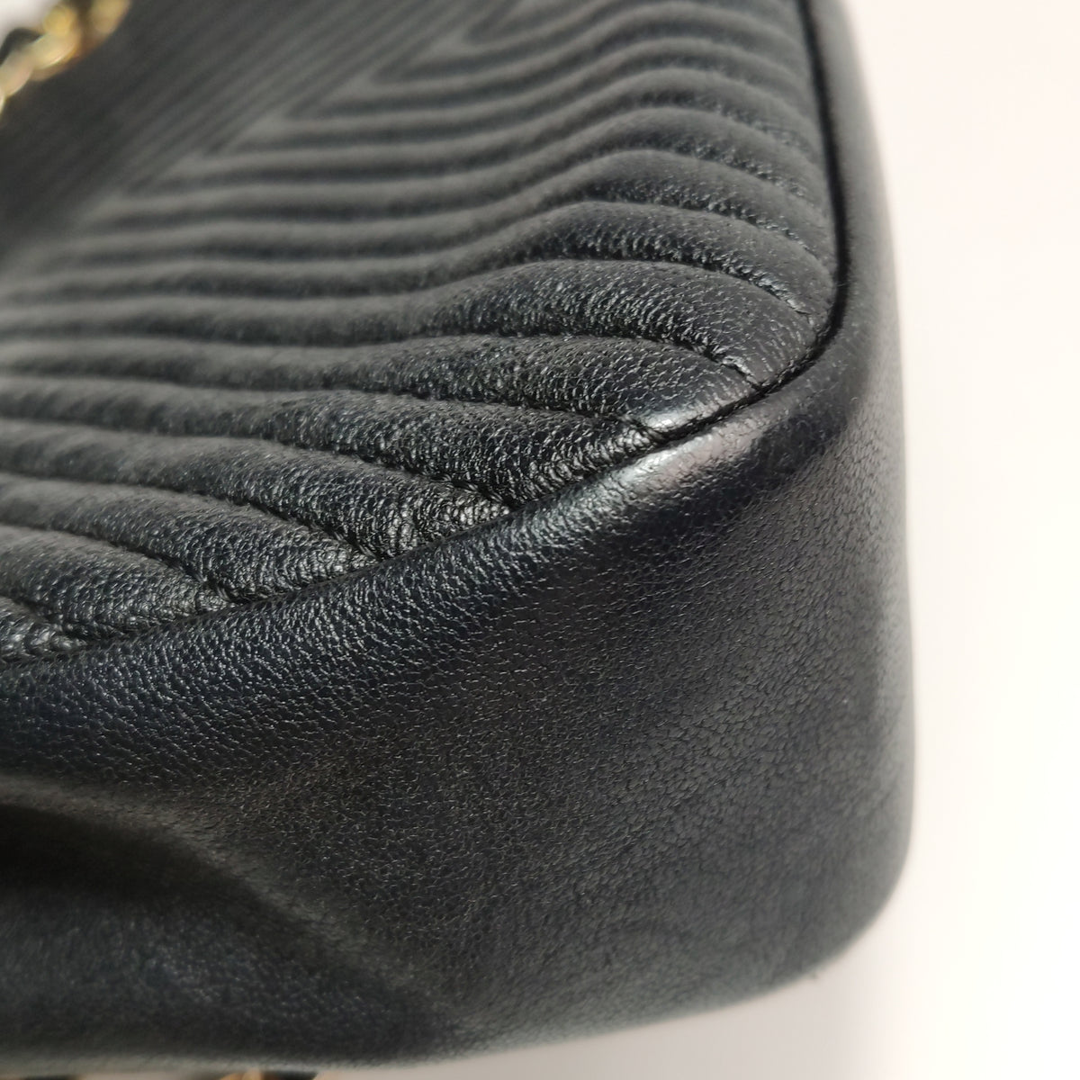 Chanel  Chevron Quilted Surpique Flap Calfskin Black