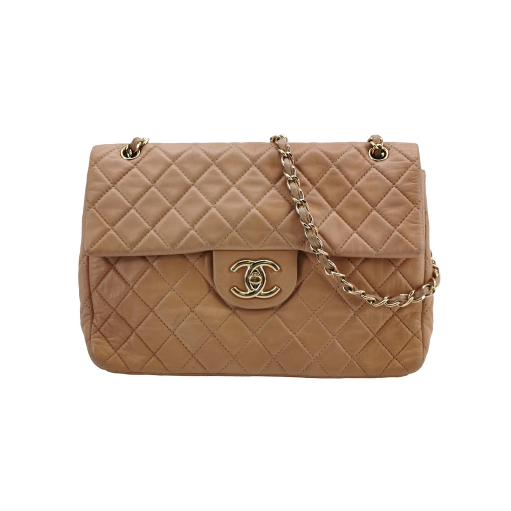 Chanel Single Flap Maxi Beige Lambskin