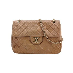 Chanel Single Flap Maxi Beige Lambskin