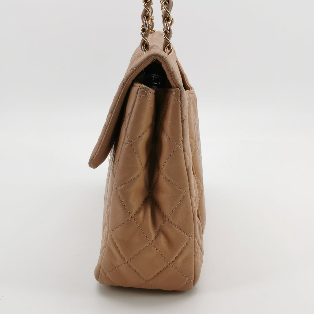 Chanel Single Flap Maxi Beige Lambskin