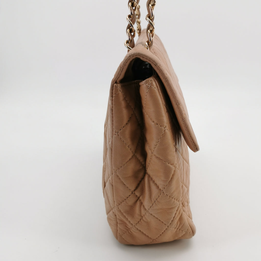 Chanel Single Flap Maxi Beige Lambskin