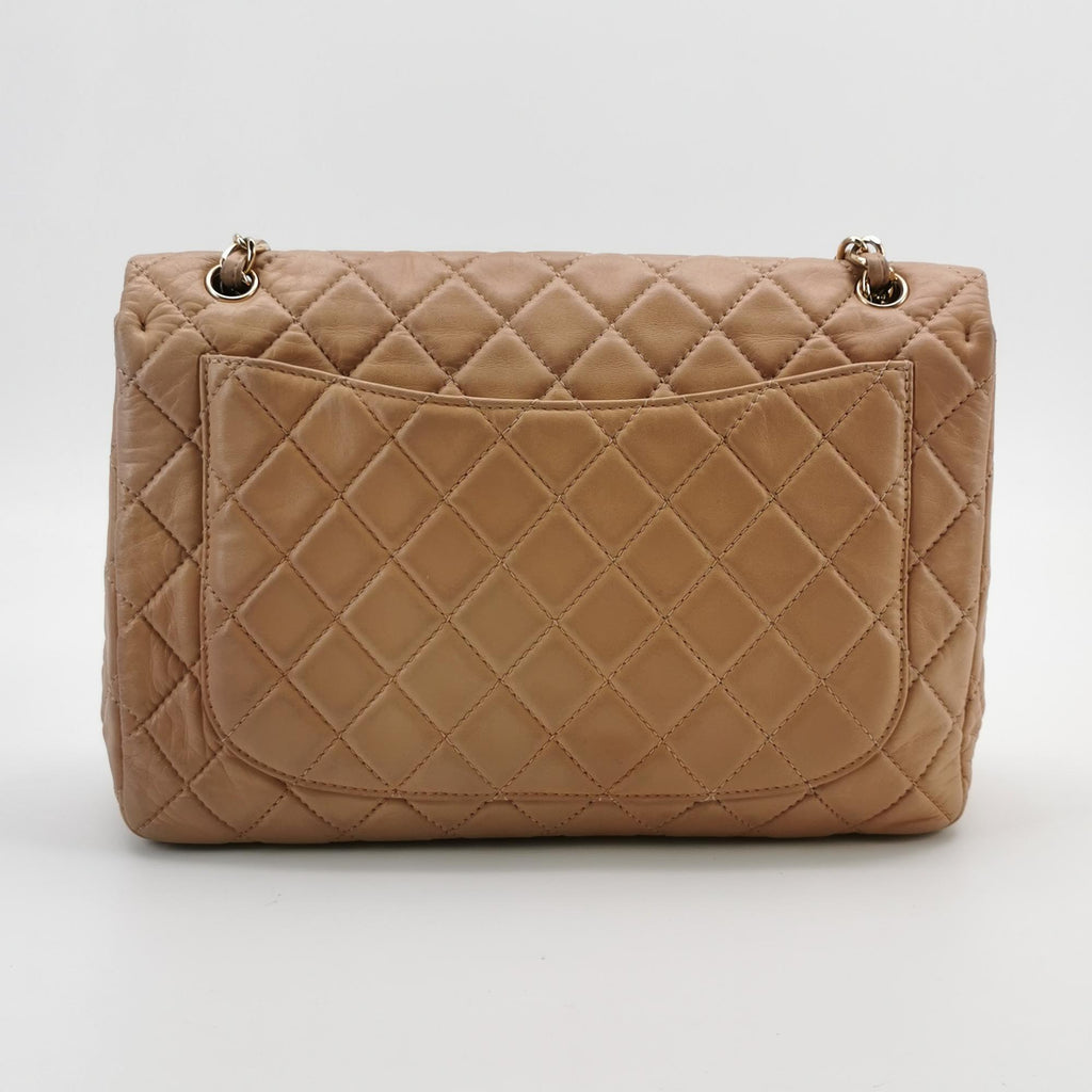 Chanel Single Flap Maxi Beige Lambskin