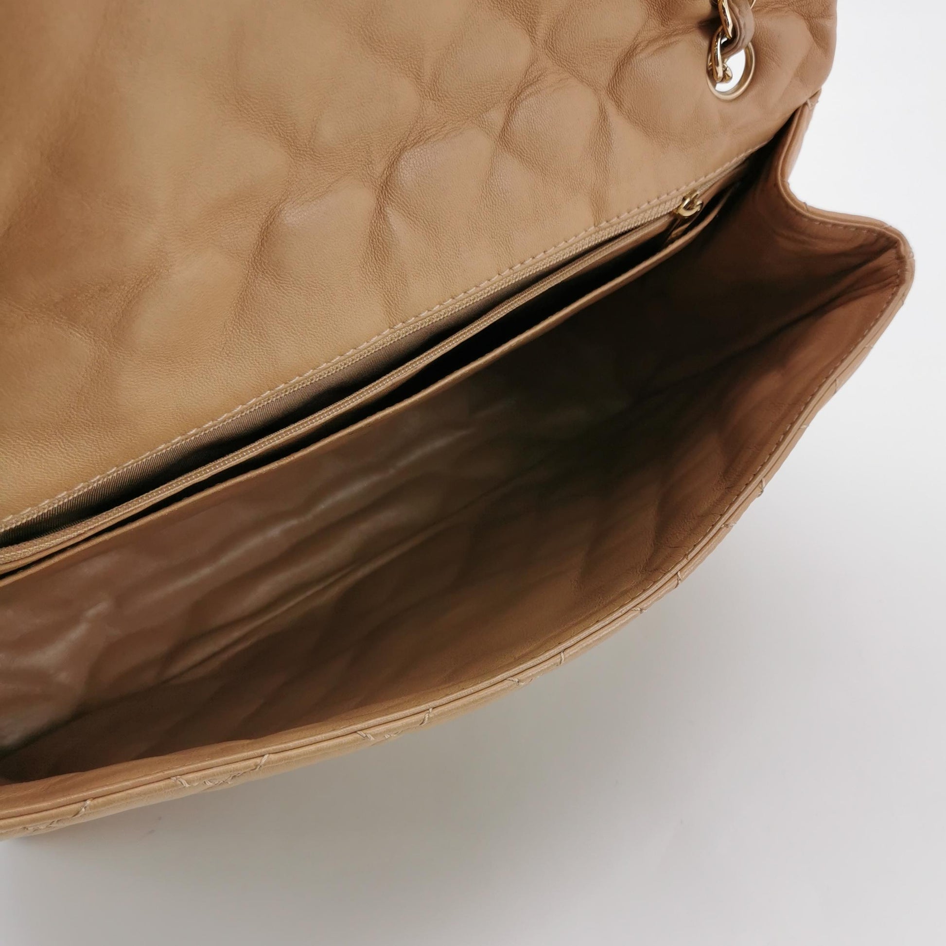 Chanel Single Flap Maxi Beige Lambskin