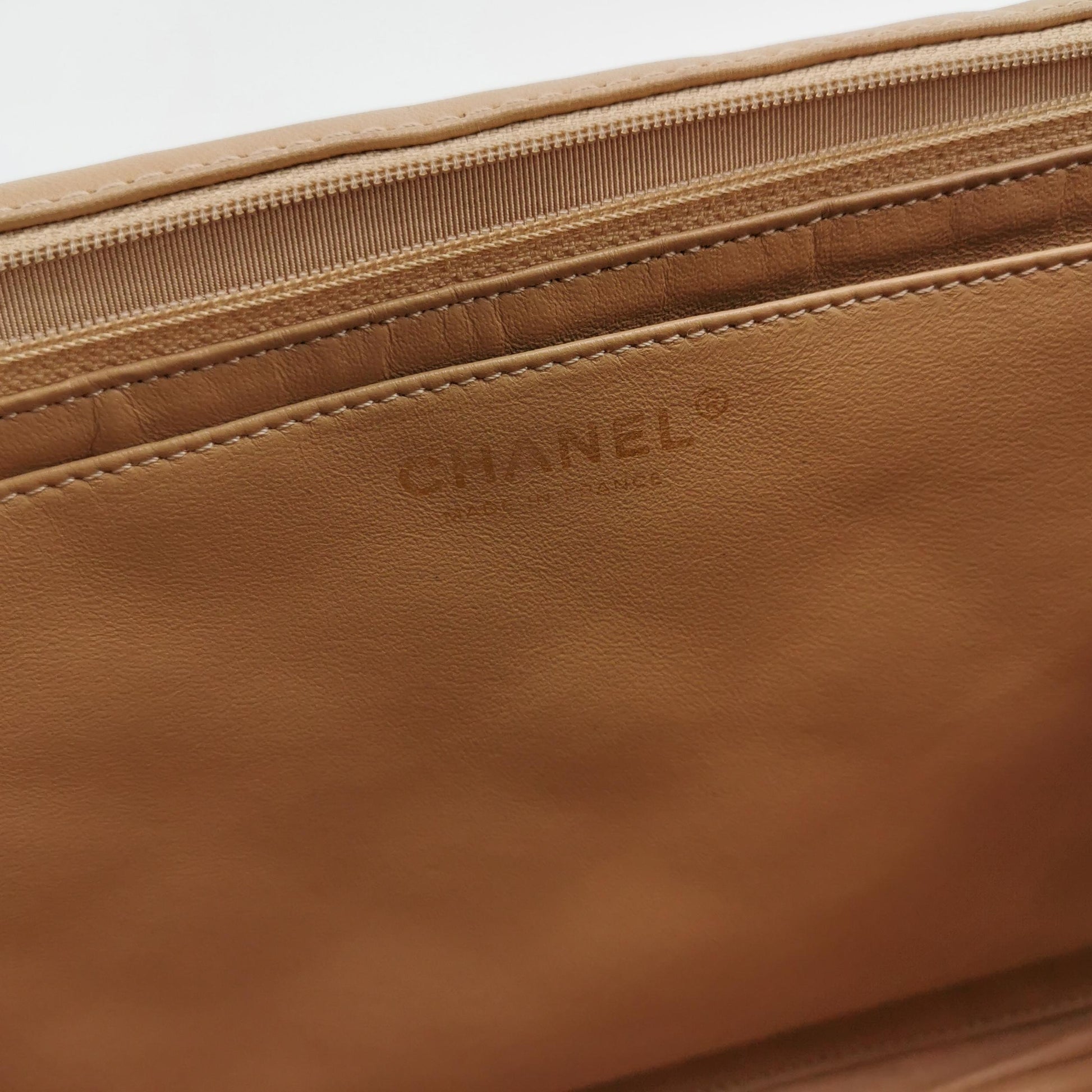 Chanel Single Flap Maxi Beige Lambskin