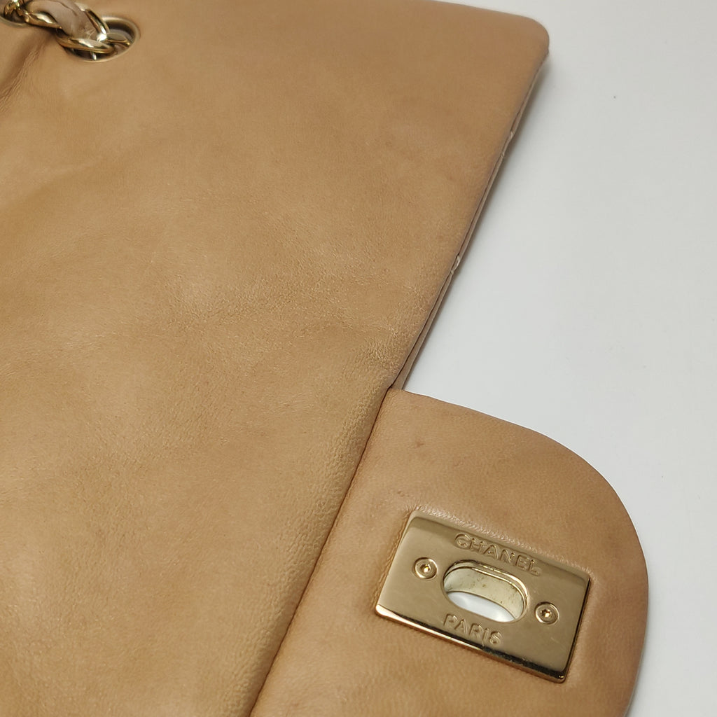 Chanel Single Flap Maxi Beige Lambskin