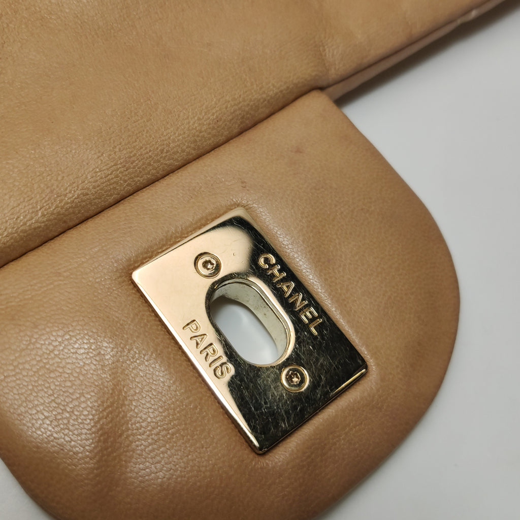 Chanel Single Flap Maxi Beige Lambskin