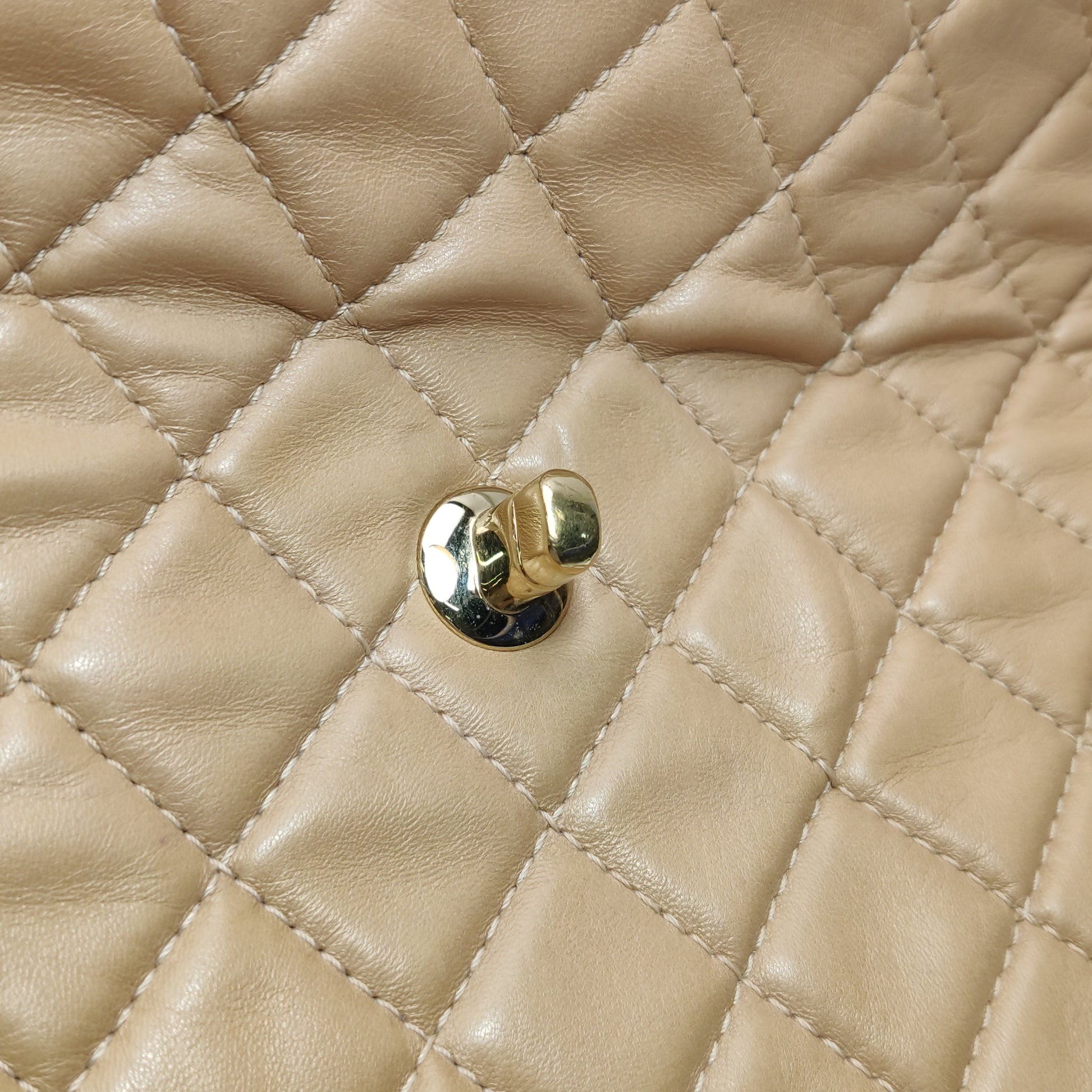 Chanel Single Flap Maxi Beige Lambskin