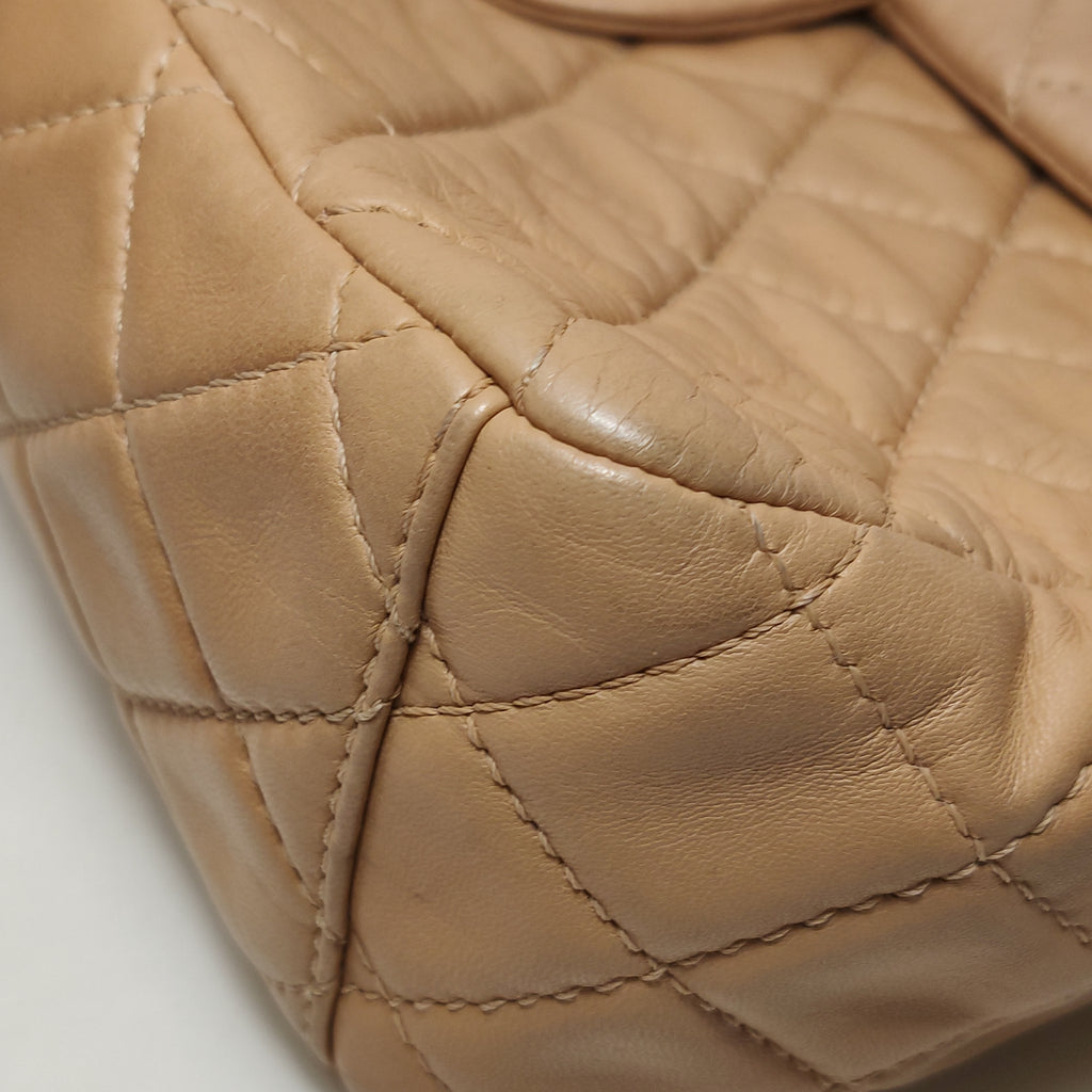 Chanel Single Flap Maxi Beige Lambskin
