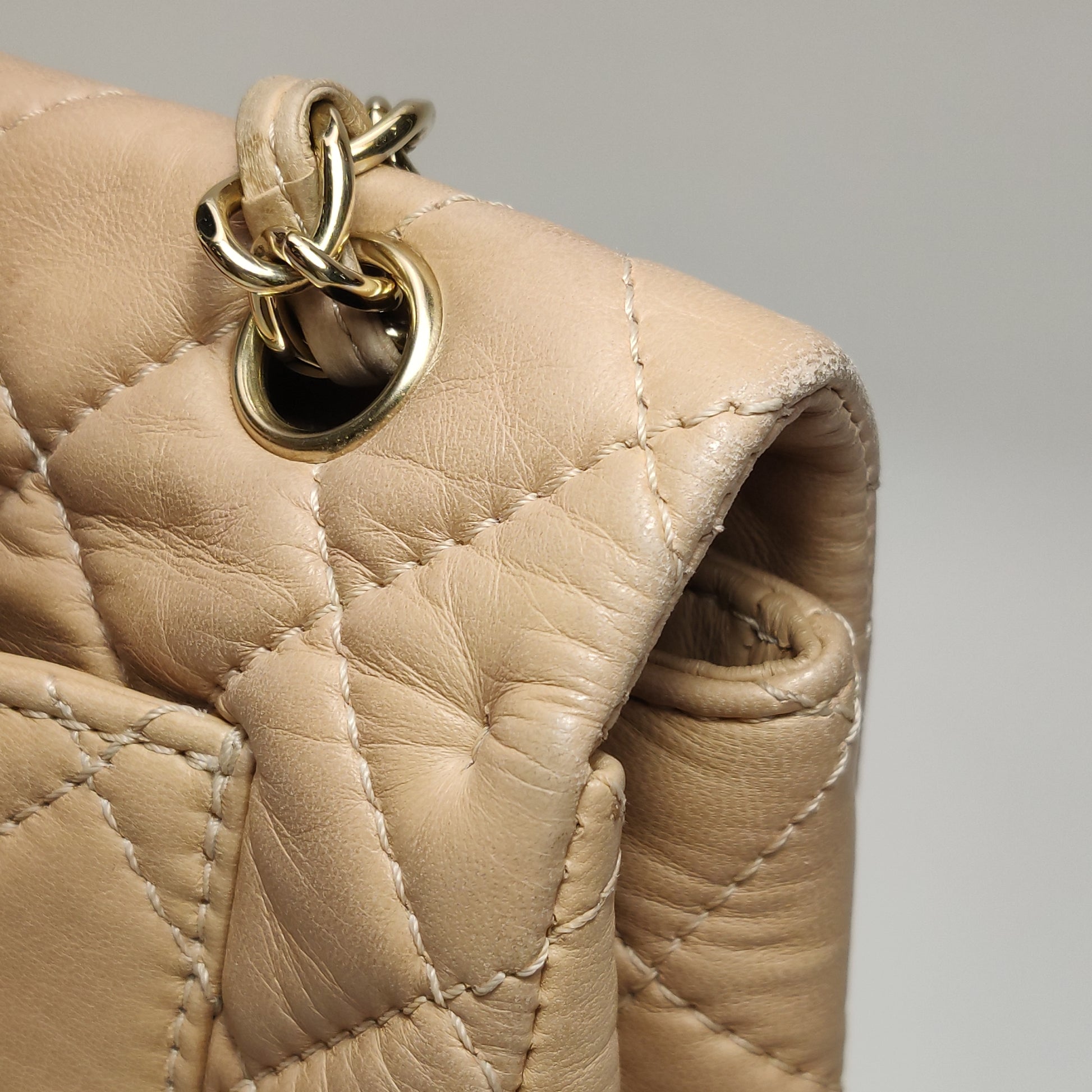Chanel Single Flap Maxi Beige Lambskin