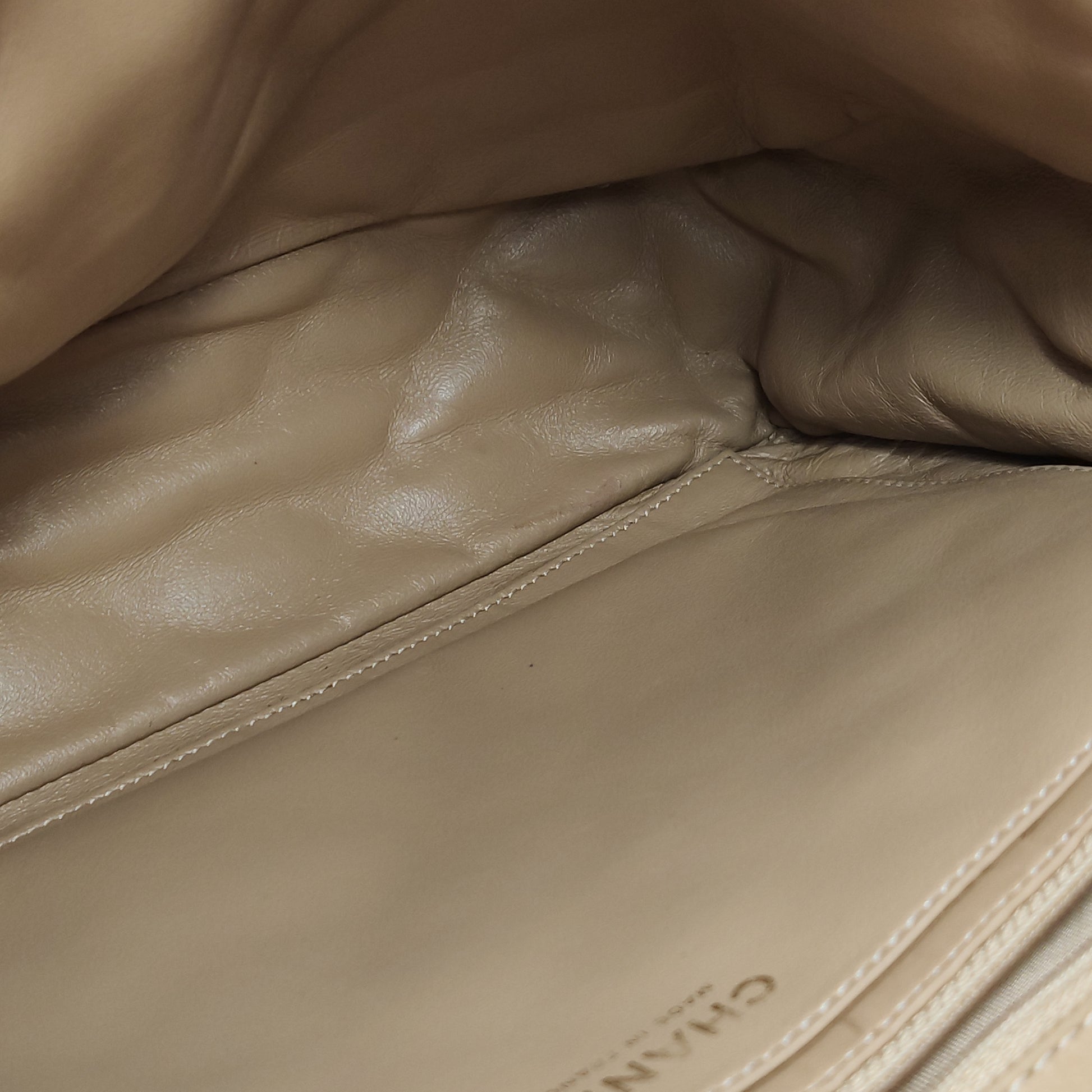 Chanel Single Flap Maxi Beige Lambskin
