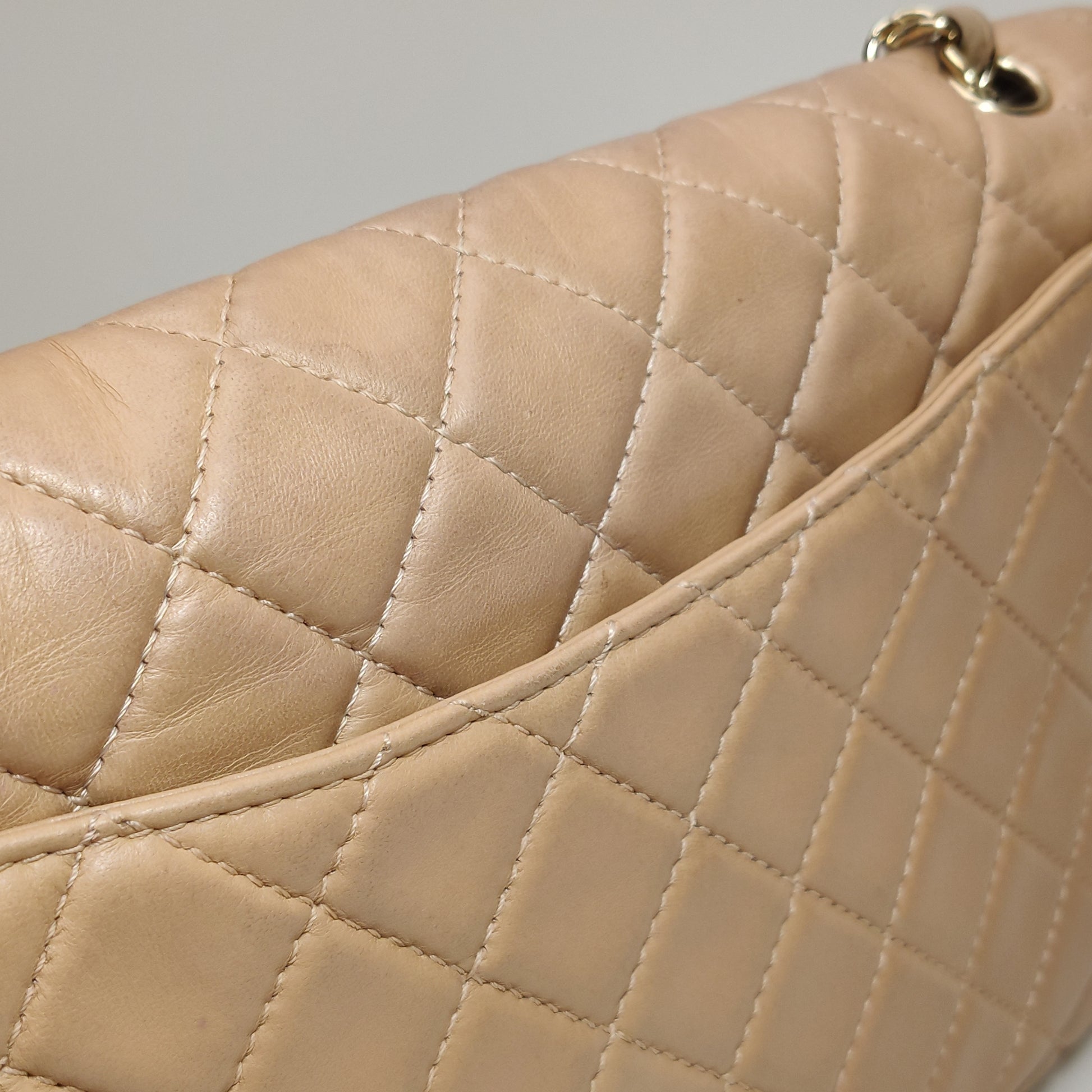 Chanel Single Flap Maxi Beige Lambskin