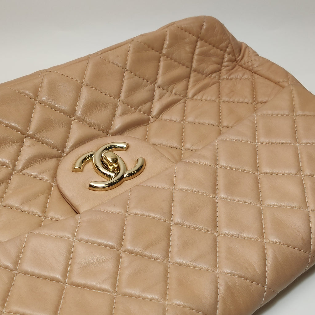 Chanel Single Flap Maxi Beige Lambskin