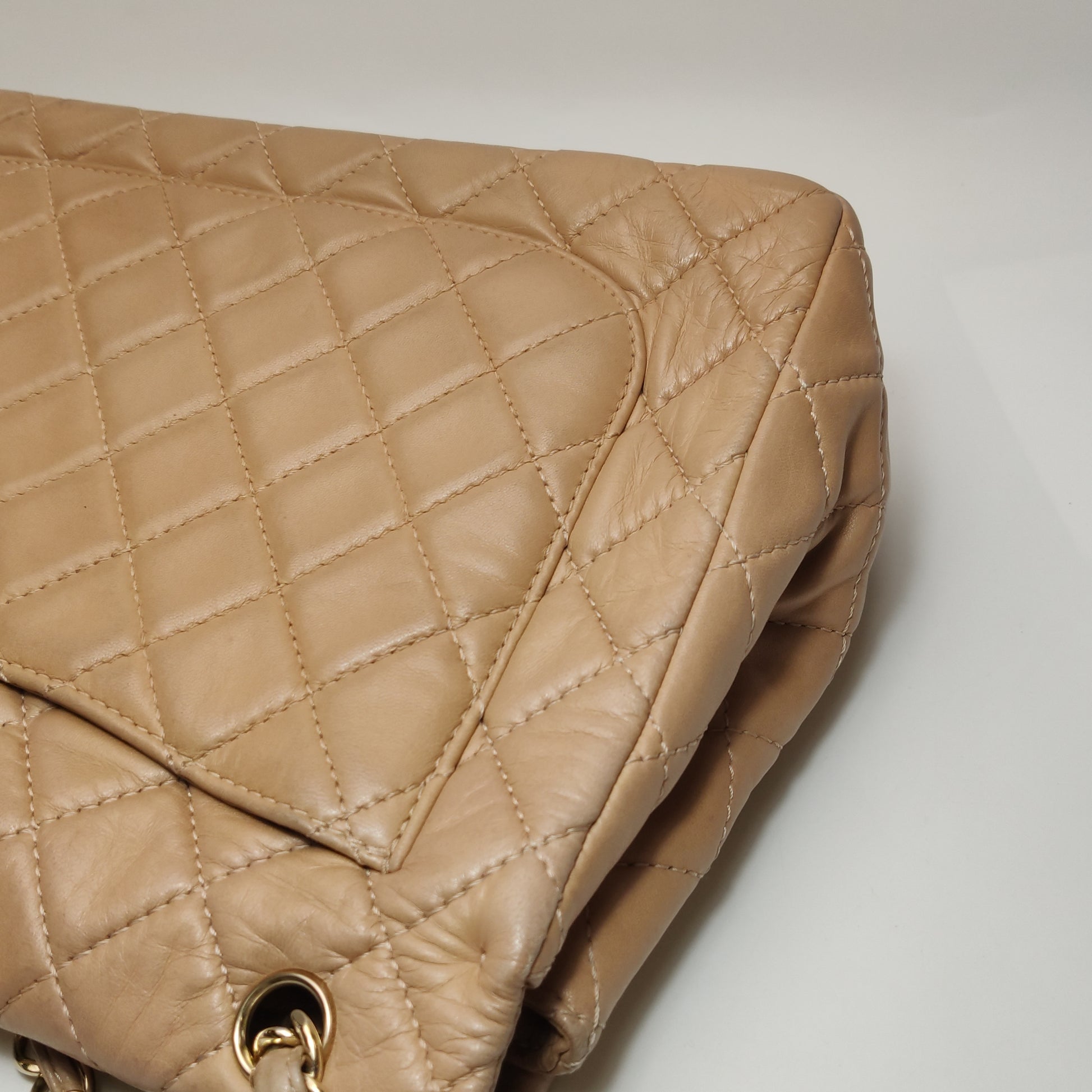Chanel Single Flap Maxi Beige Lambskin