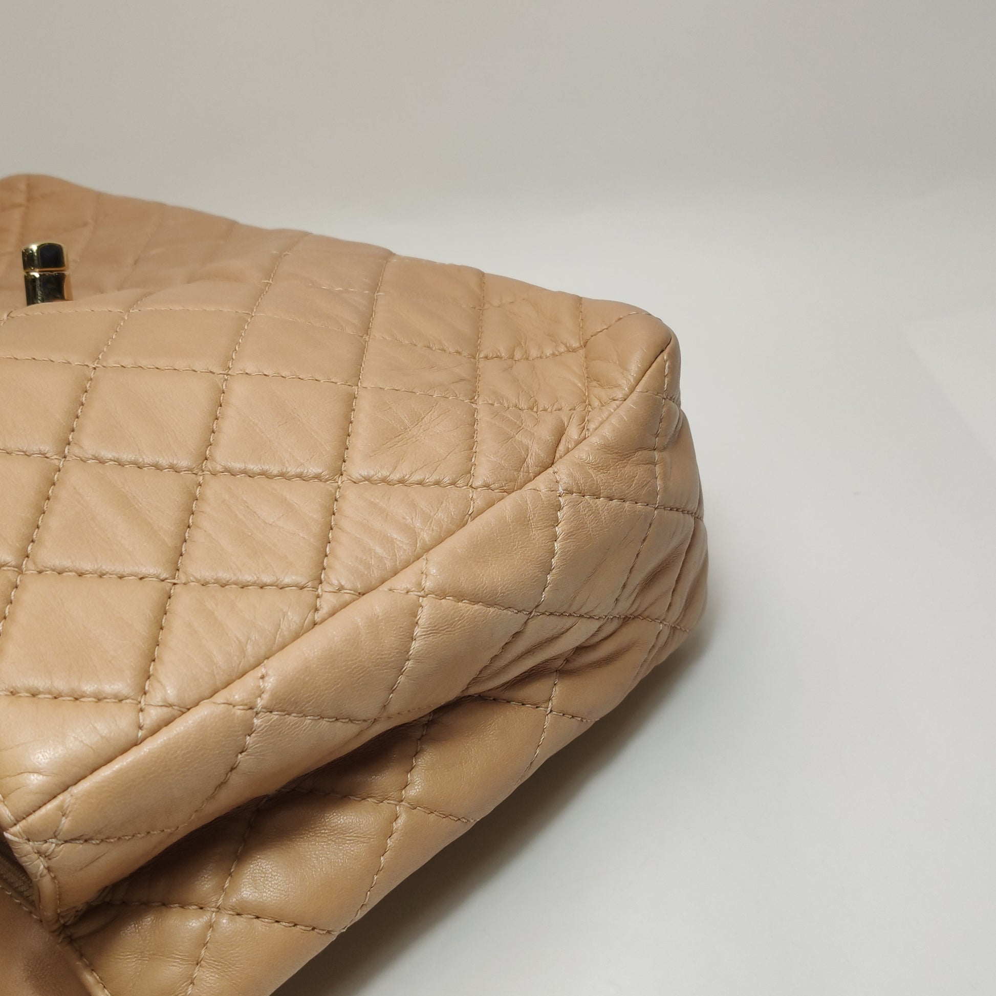 Chanel Single Flap Maxi Beige Lambskin
