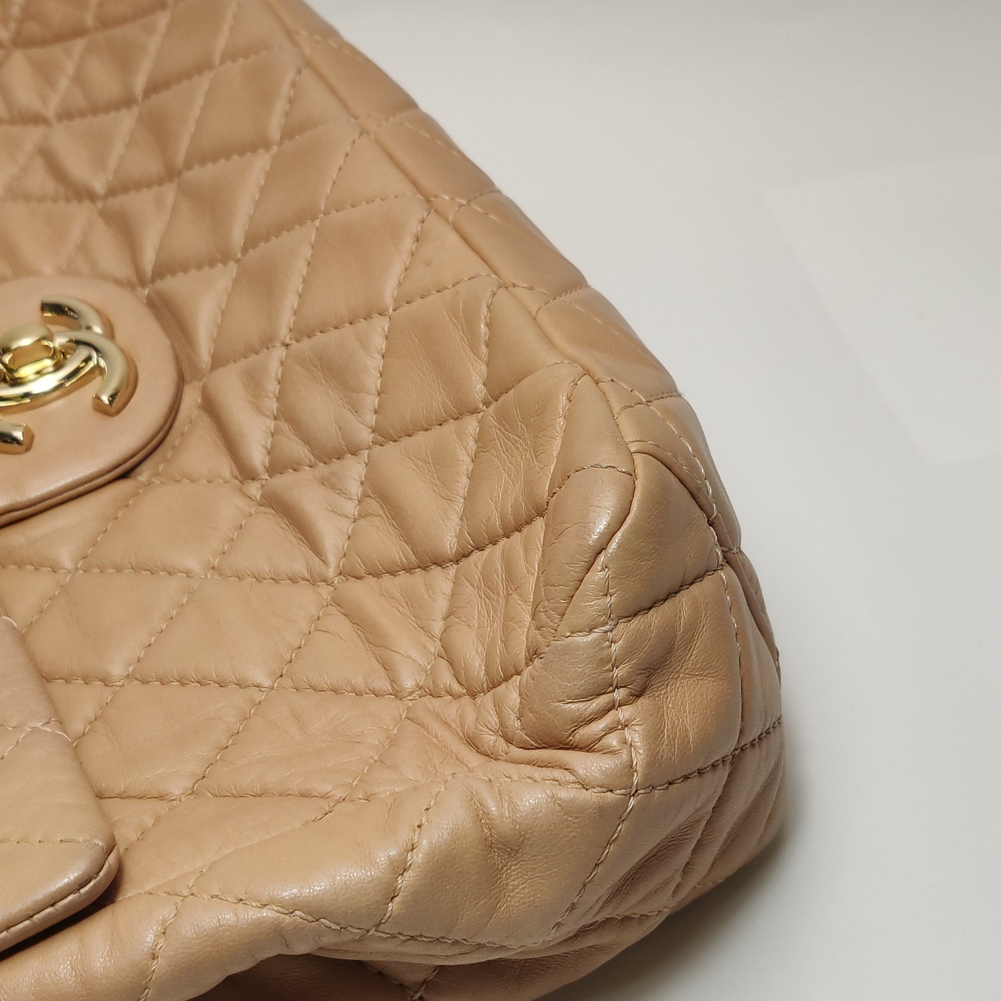 Chanel Single Flap Maxi Beige Lambskin