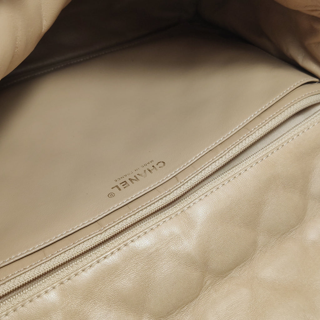 Chanel Single Flap Maxi Beige Lambskin
