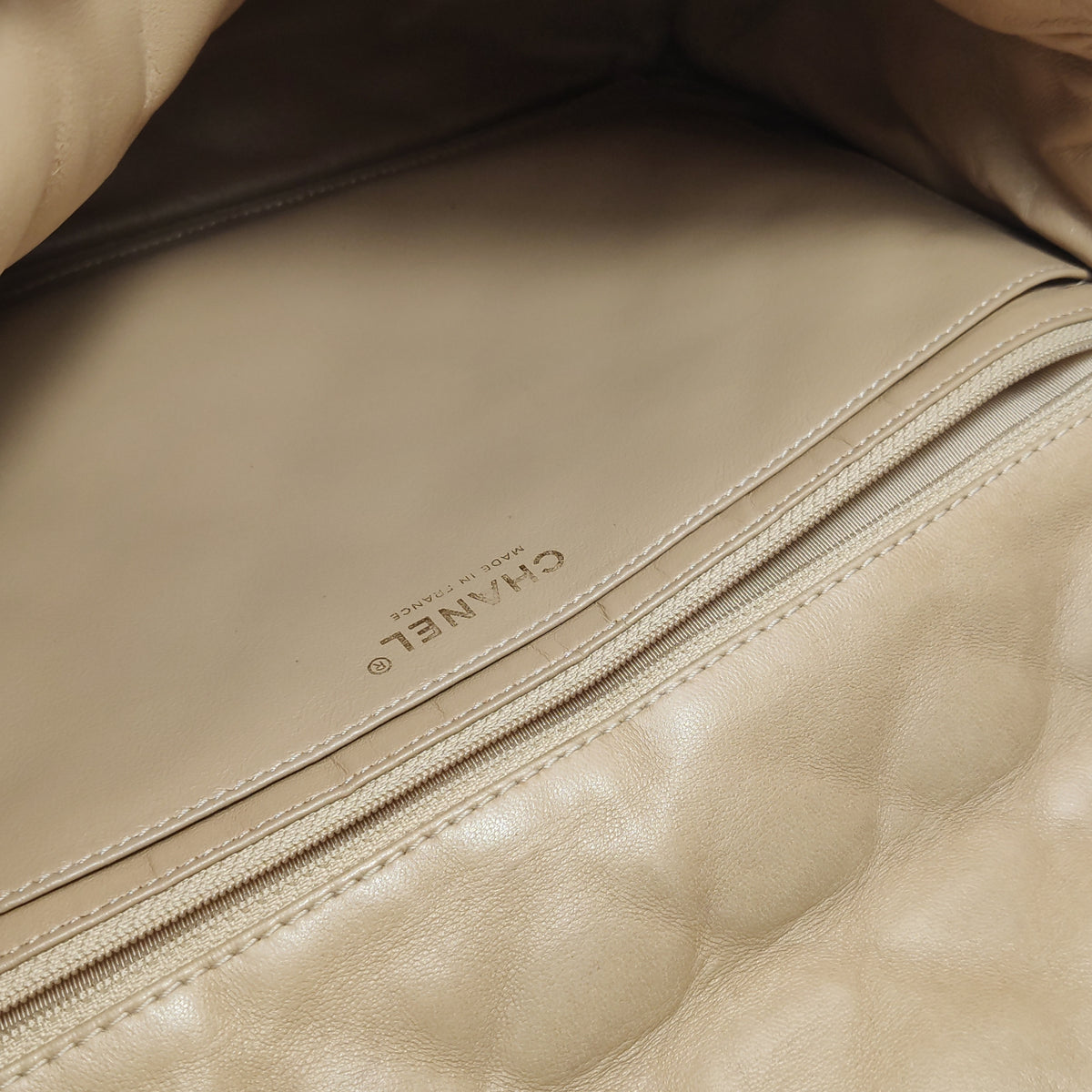 Chanel Single Flap Maxi Beige Lambskin