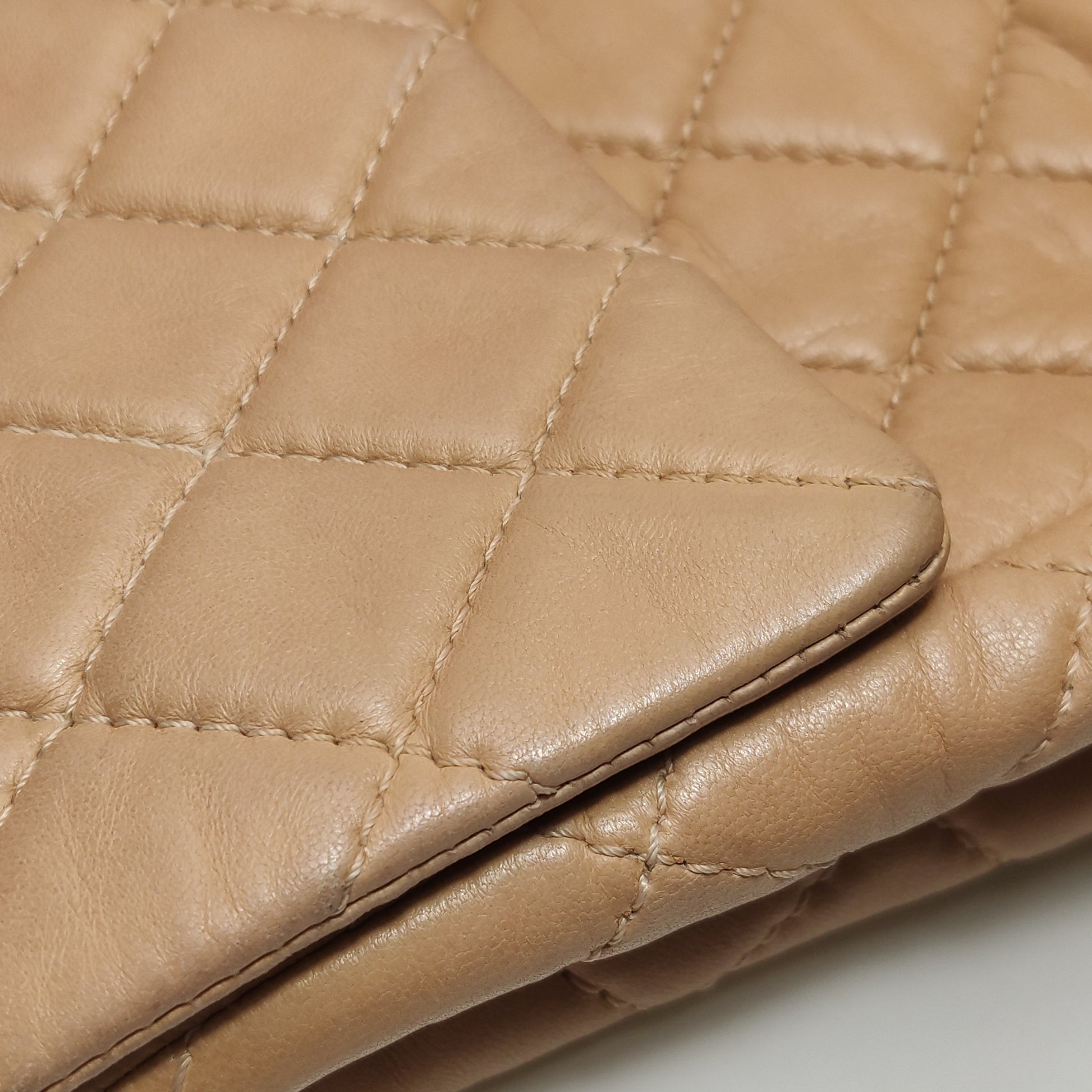 Chanel Single Flap Maxi Beige Lambskin