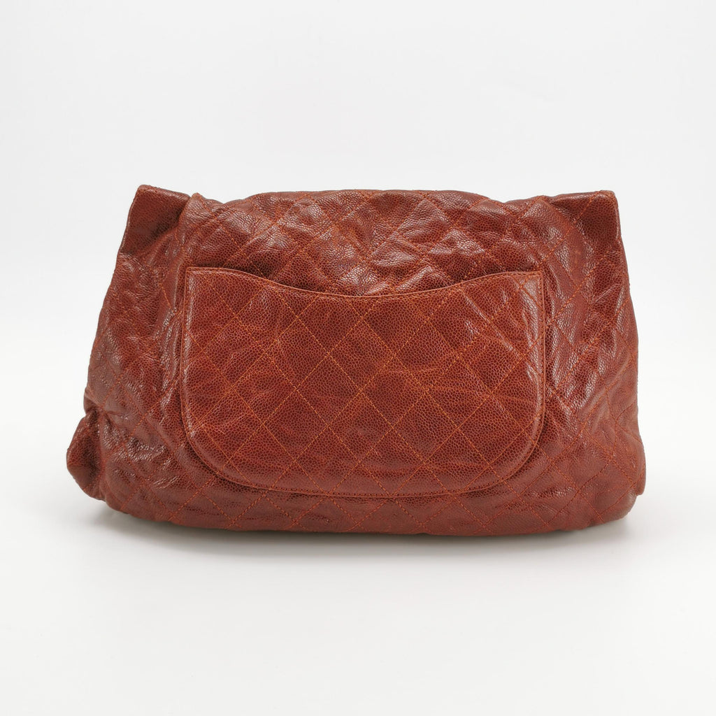 Chanel Maxi Elastic Flap Crumpled Caviar Rust