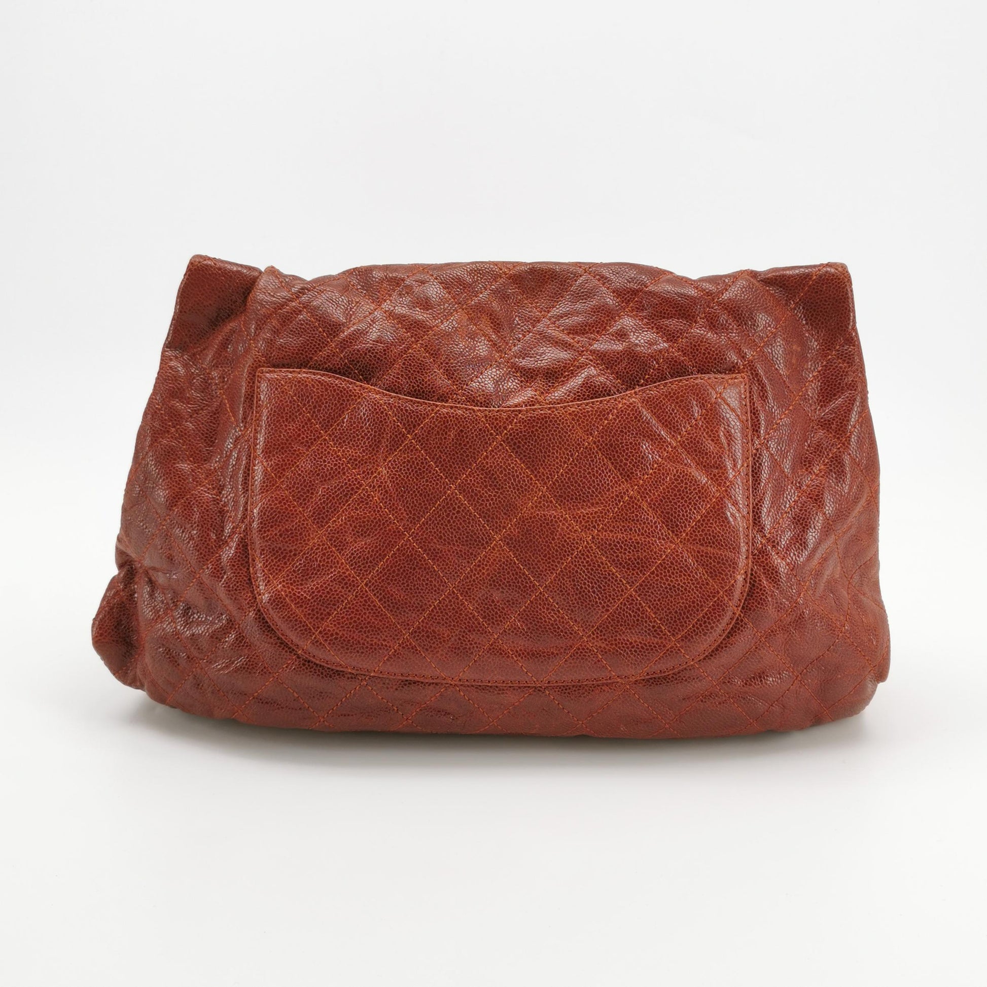 Chanel Maxi Elastic Flap Crumpled Caviar Rust