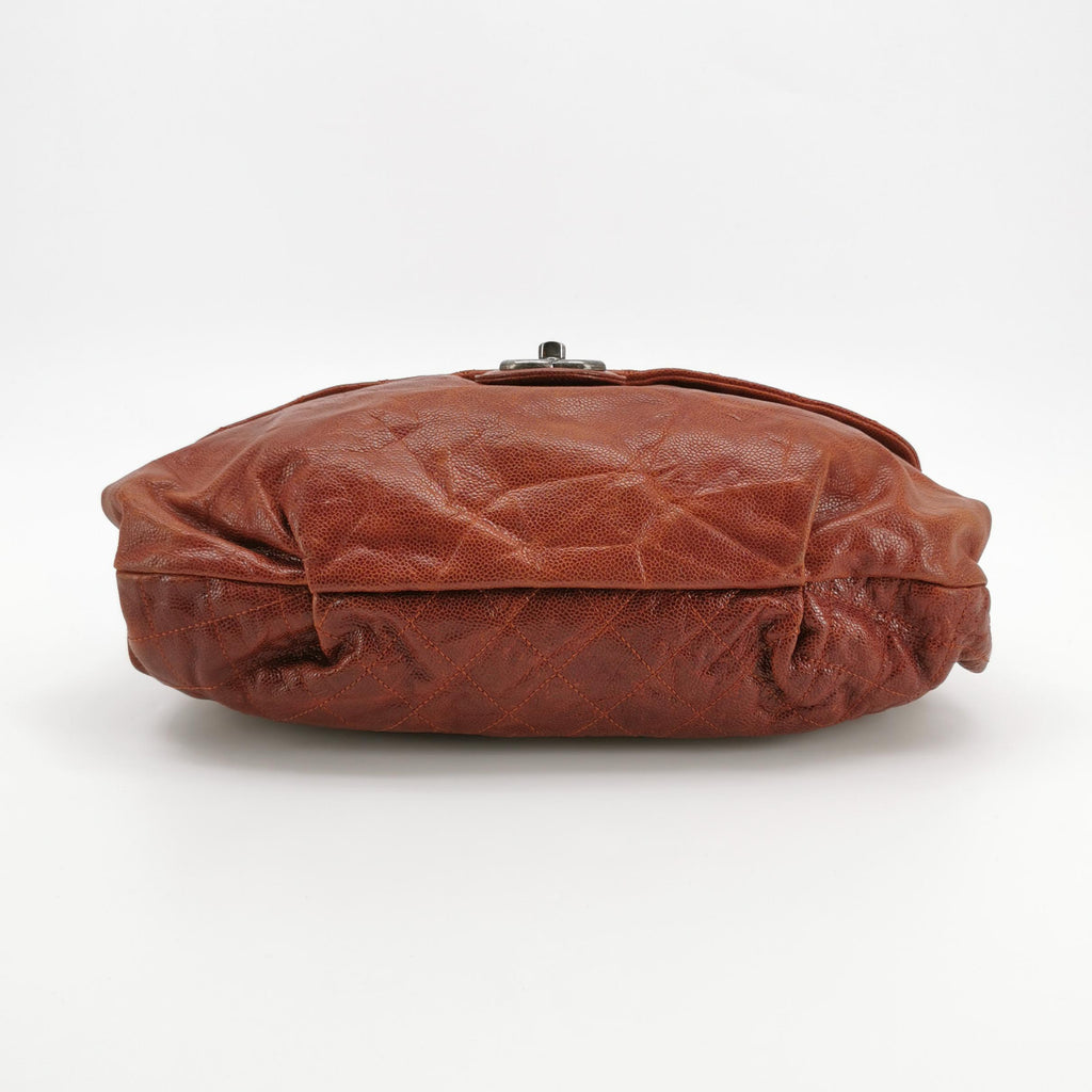 Chanel Maxi Elastic Flap Crumpled Caviar Rust