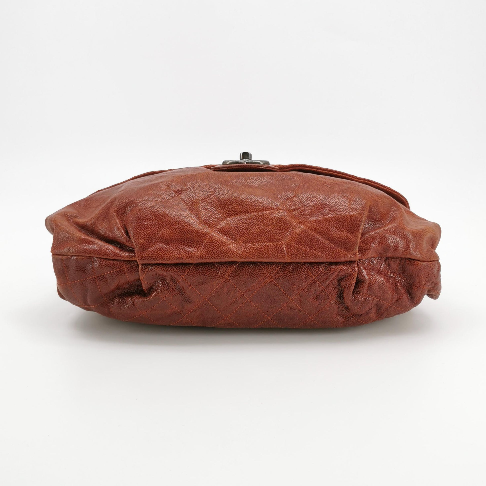 Chanel Maxi Elastic Flap Crumpled Caviar Rust