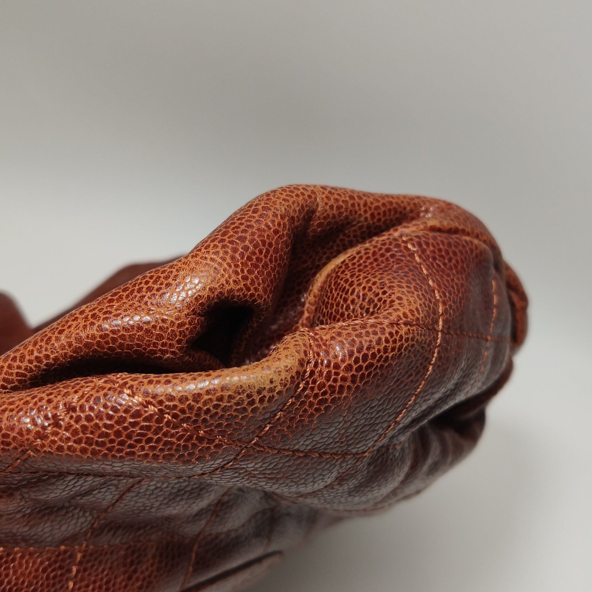 Chanel Maxi Elastic Flap Crumpled Caviar Rust